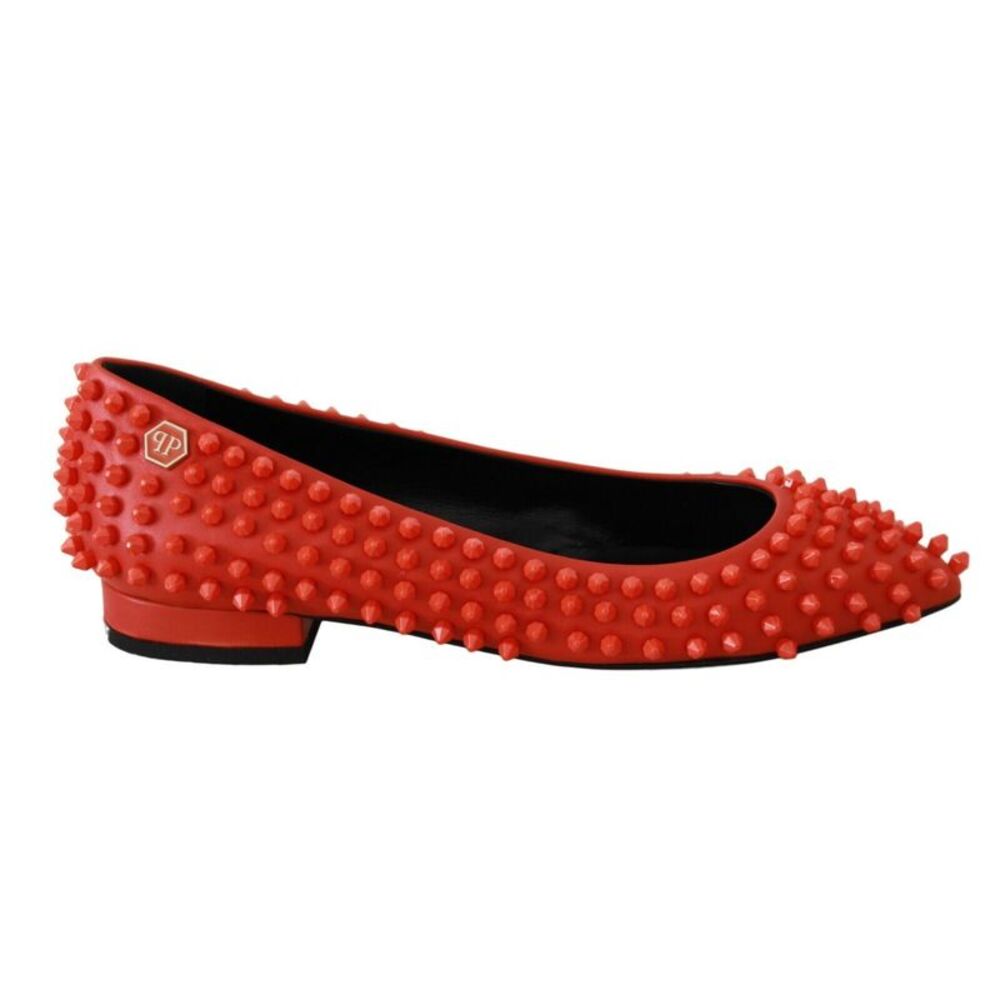 Philipp Plein Orange Leather Ballerina WHAT I DO Flats Women's Shoes